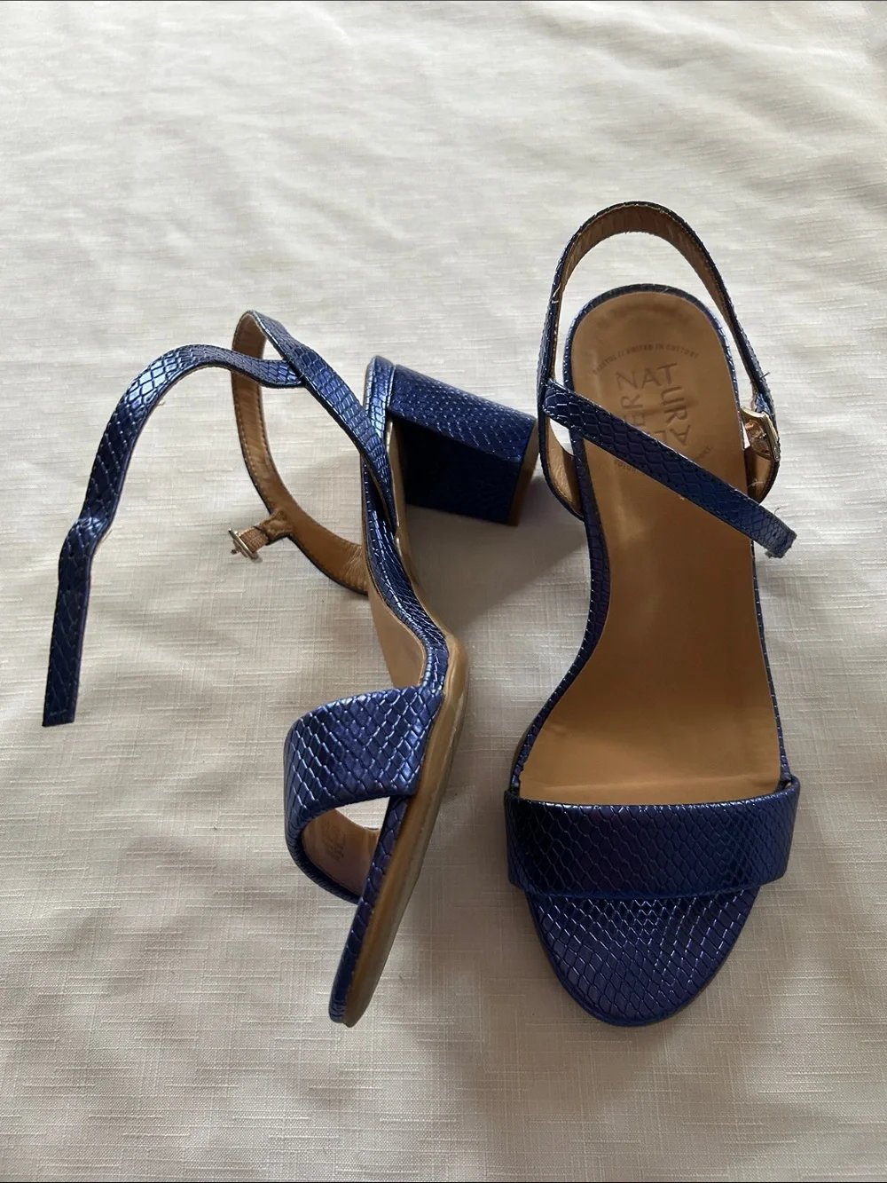 Naturalizer Navy Textured Slingback Heels
